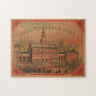Puzzle Vintage Independence Hall Illustration (1878)
