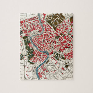 Puzzle Vintage Map de Rome, Italy.