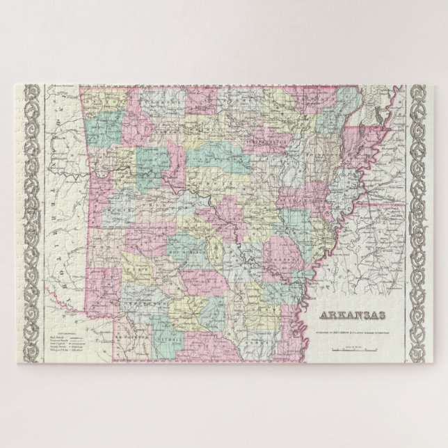 Puzzle Vintage Map of Arkansas (Horizontal)