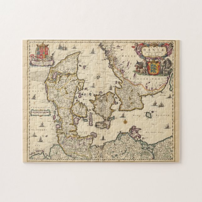 Puzzle Vintage Map of Denmark (Horizontal)