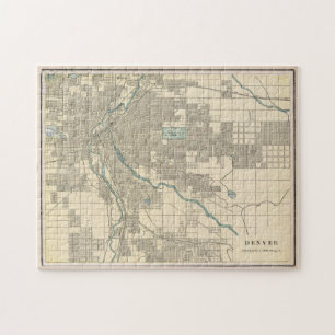 Puzzle Vintage Map of Denver Colorado (1901)