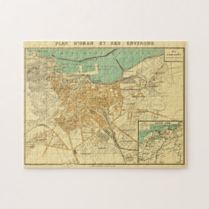 Puzzle Vintage Map of Oran Algeria (1913)