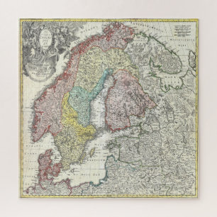 Puzzle Vintage Map of Scandinavia