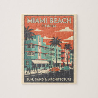 Puzzle Vintage Miami Beach Florida Art Deco Travel