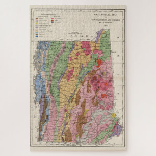 Puzzle Vintage New Hampshire and Vermont Geology Map