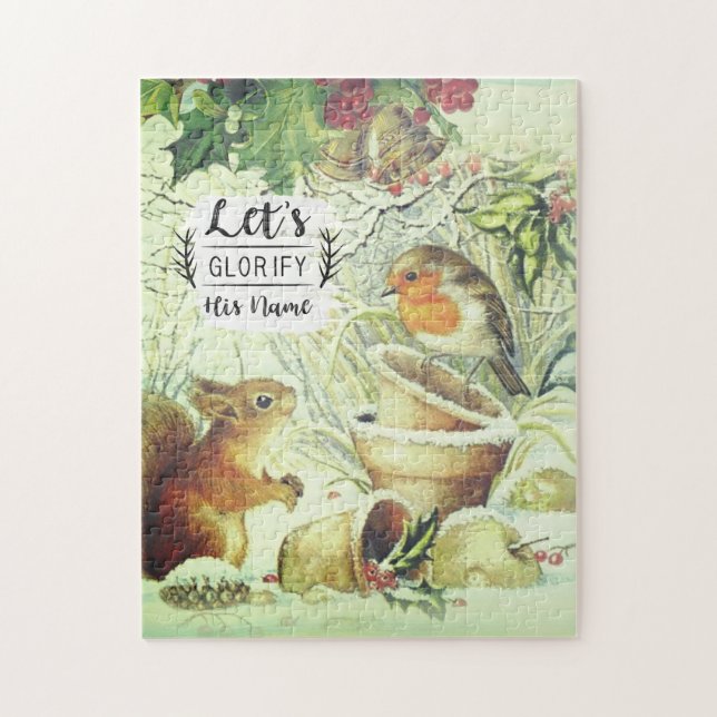 Puzzle Vintage Noël Bois Animaux Inspirationnels (Vertical)