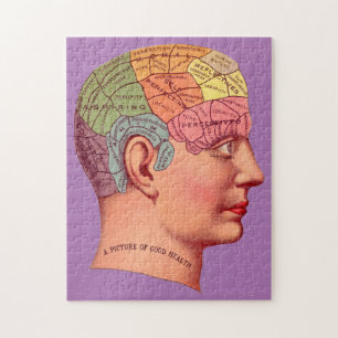 Puzzle Vintage Phrenologie Chef Mineur Carte du cerveau