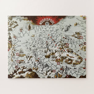 Puzzle Vintage Pôle Nord Ancien Monde Carte Antique