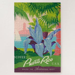 Puzzle Vintage Porto Rico Travel Art Illustration