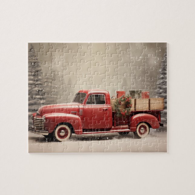 Puzzle Vintage Red Pick Up Truck Holiday (Horizontal)
