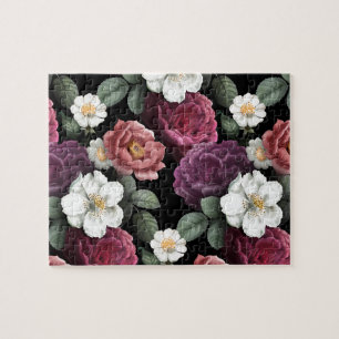 Puzzle Vintage Roses Illustration Flowers Art