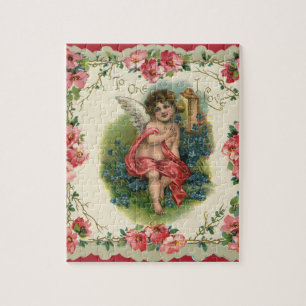 Puzzle Vintage Saint-Valentin victorien Chérubin au télép