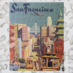 Puzzle Vintage San Francisco Cable Cars Travel Poster Art