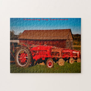 Puzzle Vintage Tractors. Christmas Greetings