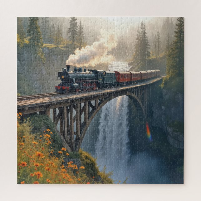 Puzzle Vintage Train On a Mountain Trestle (Vertical)