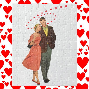 Puzzle Vintage Valentine's Day, Romantic Floating Hearts