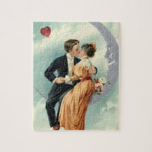 Puzzle Vintage Victorian Valentine's Day Kiss on the Moon
