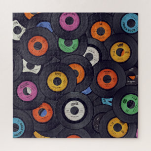 Puzzle Vintage Vinyl Records Arrière - plan de musique