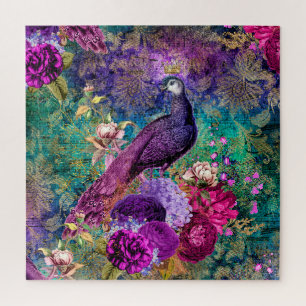 Puzzle Vintage violet antique et paon Turquoise
