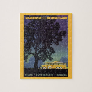 Puzzle Vintage voyage, Allemagne, Bus Jaune à la nuit