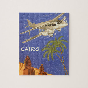Puzzle Vintage voyage au Caire, Égypte, Biplane Avion