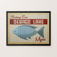 Vintage voyage de poissons Sebago Lake Maine