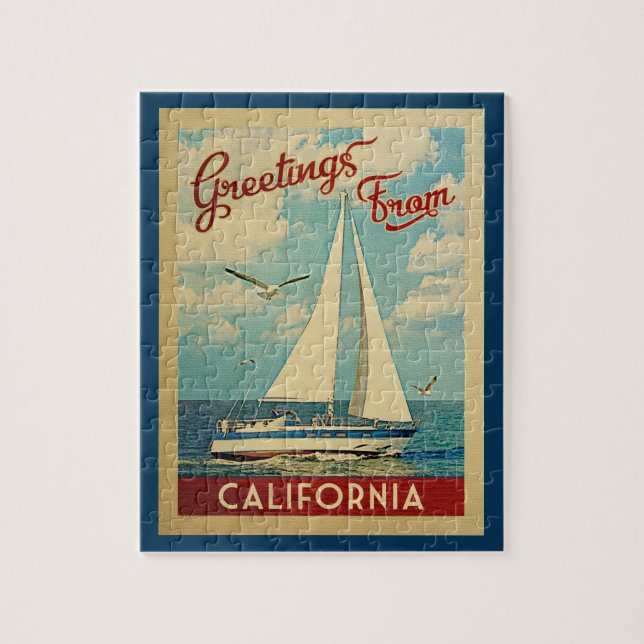 Puzzle Vintage voyage de voilier californien (Vertical)