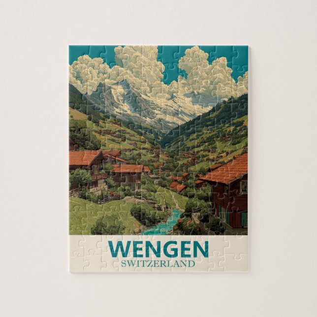 Puzzle Vintage voyage Wengen Suisse (Vertical)