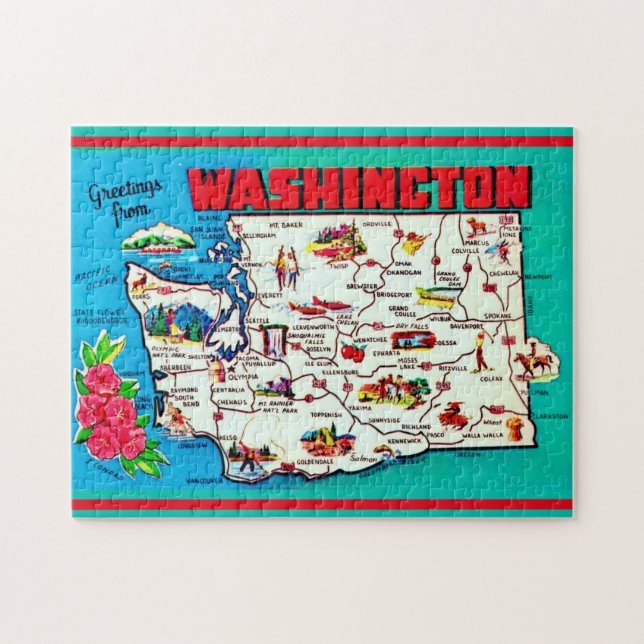 Puzzle Vintage Washington Map (Horizontal)