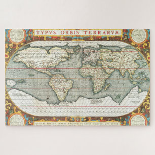 Puzzle Vintage World Map by Abraham Ortelius 1587-1595