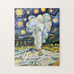 Puzzle Vintage Yellowstone Old Faithful dans le style de