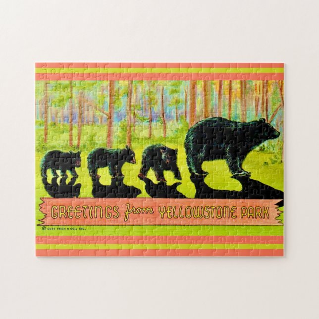 Puzzle Vintage Yellowstone Park Bears 11x14 (Horizontal)