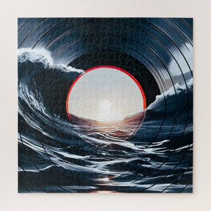 Puzzle Vinyle Vintage Surf Wave Océan Musique Rétro