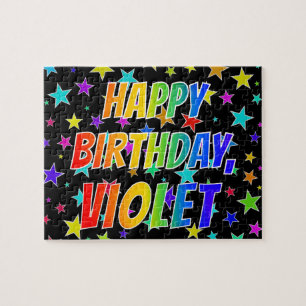 Puzzle "VIOLET" Prénom, Fun "JOYEUX ANNIVERSAIRE"