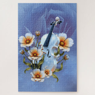 Puzzle Violon blanc aux fleurs - Musique élégante & Natur