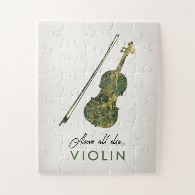 Puzzle Violon - Musique de marbre vert (Vertical)