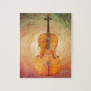 Puzzle Violoncelle avec le fond texturisé coloré chaud