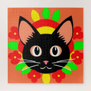 Puzzle Visage de Chat Mignon Illustration Vibrante