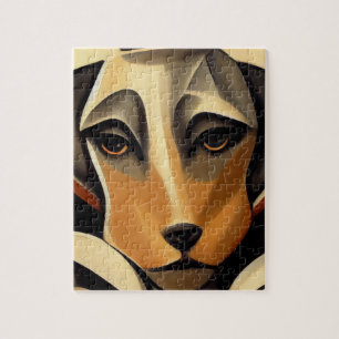 Puzzle Visage de chien Art déco