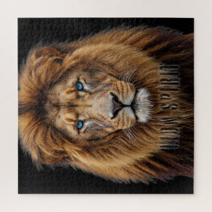 Puzzle Visage de lion majestueux aux yeux bleus Faune A