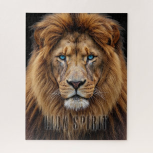 Puzzle Visage de lion majestueux aux yeux bleus Faune A