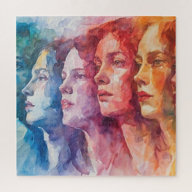 Puzzle Visages des femmes - Peinture aquarelle (Vertical)