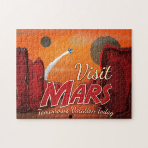 Puzzle Visite Affiche Mars Vintage