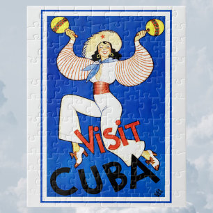 Puzzle Visitez La Havane, Cuba, Affiche de voyage vintage