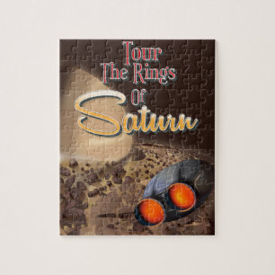 Puzzle Visitez les anneaux de l'affiche Saturn Travel.