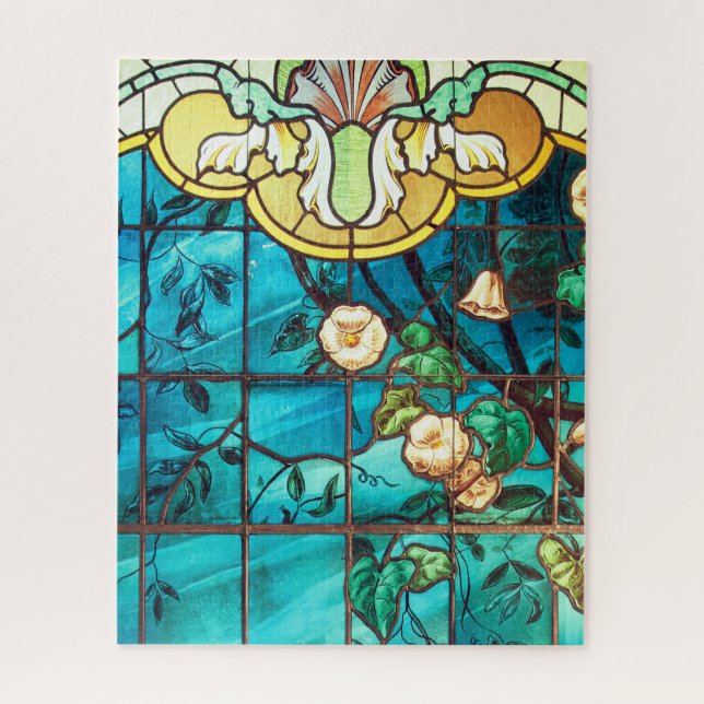 Puzzle Vitrail Art nouveau look floral victorien (Vertical)
