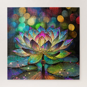 Puzzle Vitre Fleur de Lotus Vibrante