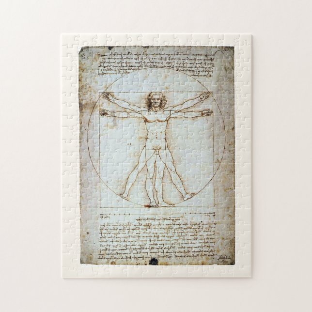 Puzzle Vitruvian Man, Leonardo da Vinci, vers 1490. Jigs (Vertical)