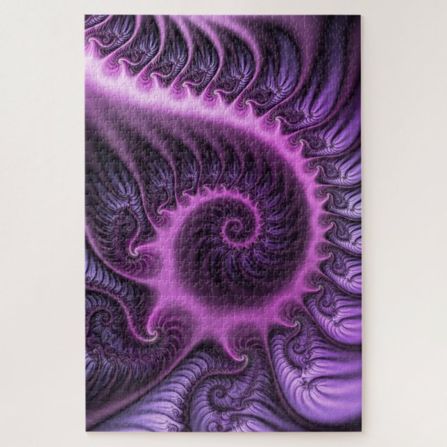 Puzzle Vivid Cool Abstrait rose violet Fractal Art Spiral (Vertical)