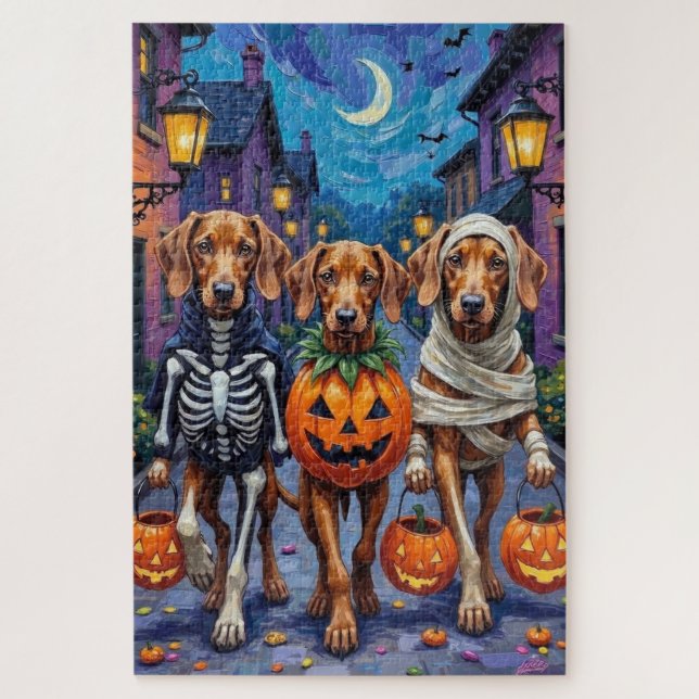 Puzzle Vizsla Chiens Trick ou Traiter en costume d'Hallow (Vertical)